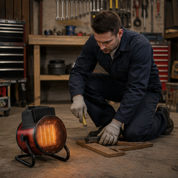 Portable Industrial Electric Heater - 3000W Fast Heating Air Warmer with Adjustable Thermostat and Overheat Protection Safety