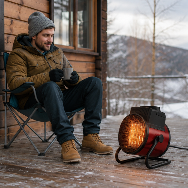 Portable Industrial Electric Heater - 3000W Fast Heating Air Warmer with Adjustable Thermostat and Overheat Protection Safety