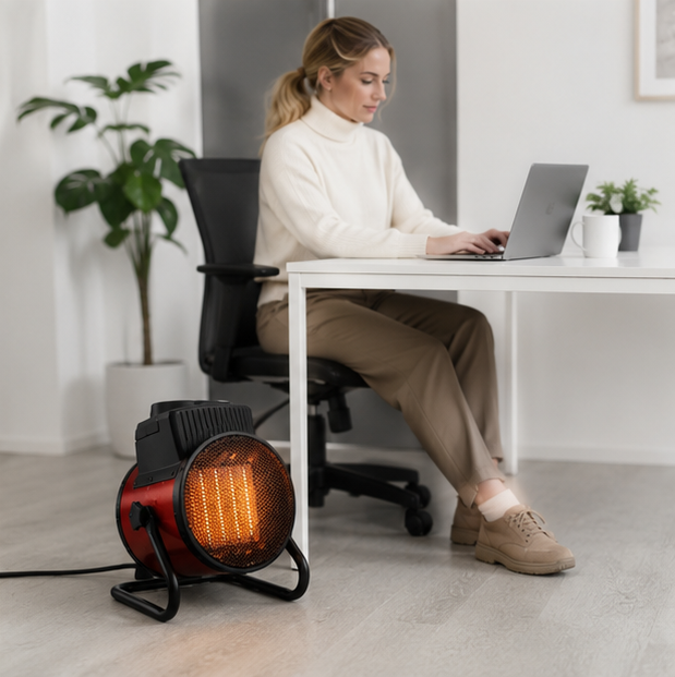 Portable Industrial Electric Heater - 3000W Fast Heating Air Warmer with Adjustable Thermostat and Overheat Protection Safety