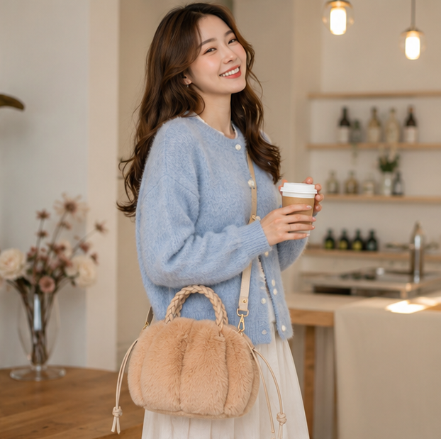 Pumpkin Plush Crossbody Bag – Cute Autumn Winter Shoulder Purse for Everyday Fashion, Travel and Seasonal Style