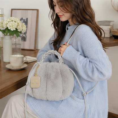 Pumpkin Plush Crossbody Bag – Cute Autumn Winter Shoulder Purse for Everyday Fashion, Travel and Seasonal Style
