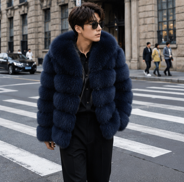 Real Fox Fur Winter Coat – Luxury Women’s Brown Fur Jacket with Premium Leather Design for Elegant Cold Weather Fashion