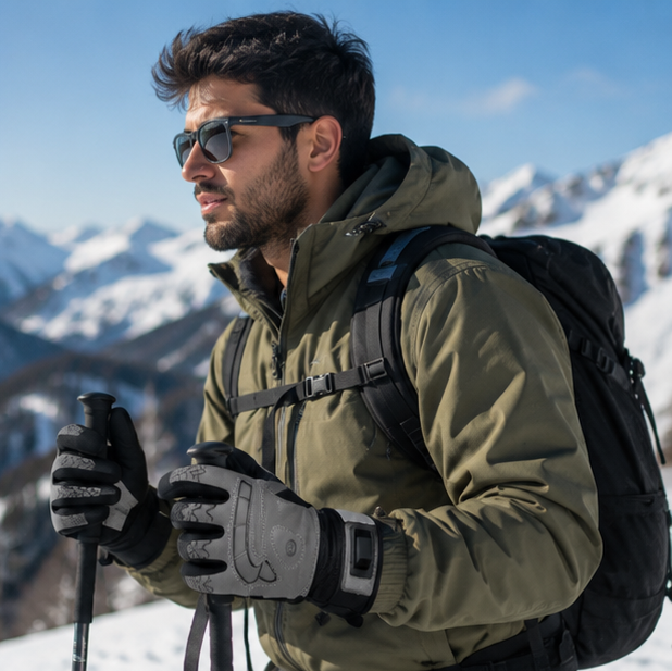 Rechargeable Heated Ski Gloves - Touchscreen Winter Gloves for Cycling, Motorcycle Riding, Hiking and Snow Sports