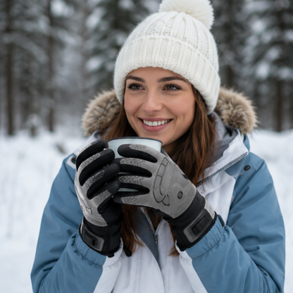 Rechargeable Heated Ski Gloves - Touchscreen Winter Gloves for Cycling, Motorcycle Riding, Hiking and Snow Sports