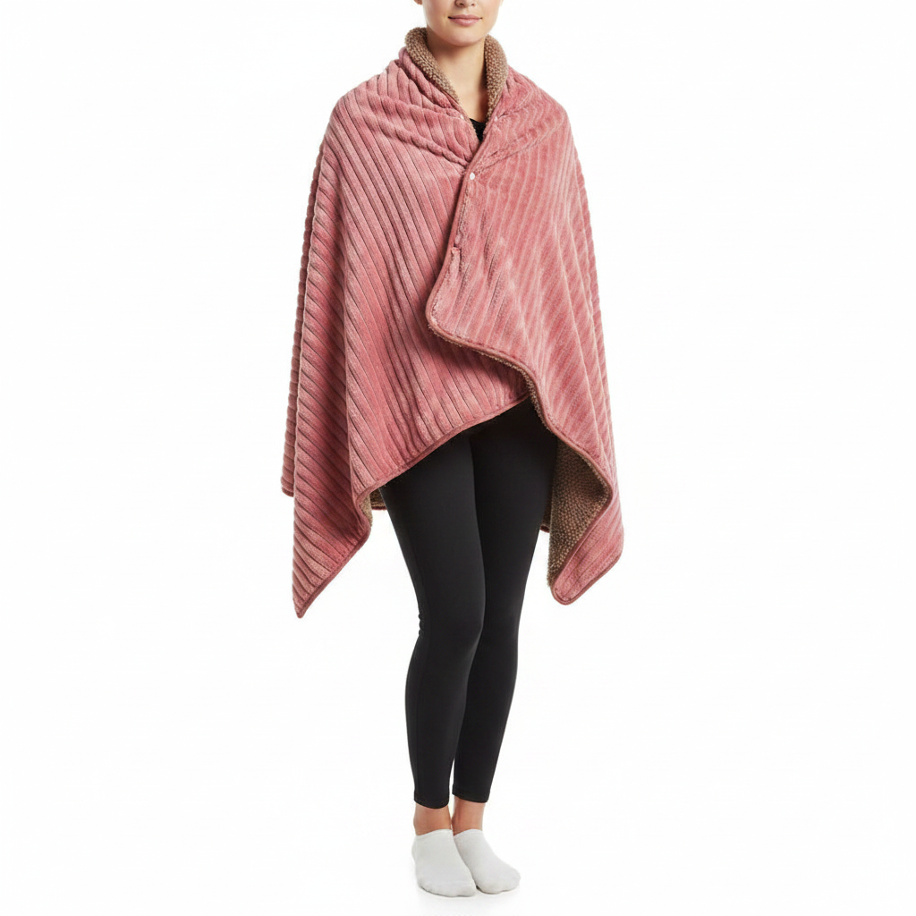 USB Heated Fleece Blanket - Portable Wearable Shawl with Adjustable Heating Levels for Winter Warmth and Relaxation