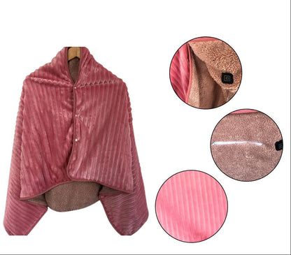 USB Heated Fleece Blanket - Portable Wearable Shawl with Adjustable Heating Levels for Winter Warmth and Relaxation