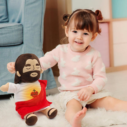 Breathing Jesus Plush Toy – Sacred Heart Comfort Plushie with Calming Breathing Modes for Kids, Easter and Christmas Gifts