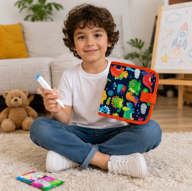 Reusable Doodle Drawing Book-Erasable Coloring and Writing Activity Set for Toddlers Travel Learning and Creative Play