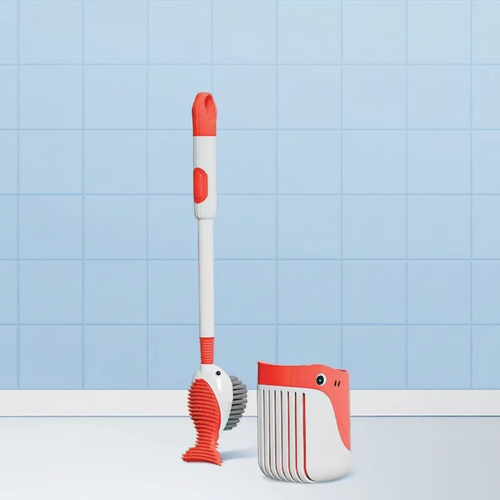 Whale-Shaped Toilet Brush – 360° Cleaning Brush with Silicone Head, Hanging Hole & Wall-Mounted Design for Easy Bathroom Cleaning