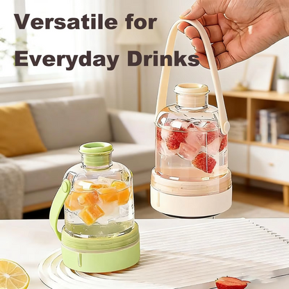 Ice Maker Water Bottle – 2-in-1 Portable Water Bottle with Built-in Silicone Ice Cube Tray, Easy Press Ice Release for Cold Drinks, Gym, Travel and Outdoor Use