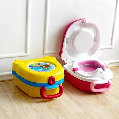 Foldable Kids Travel Potty – Portable Potty Training Toilet Seat with Cartoon Design for Camping, Car Trips, Outdoor Use and Travel