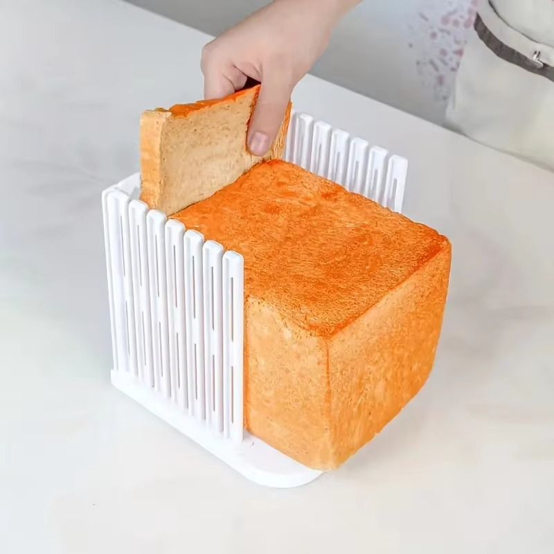 Foldable Toast Bread Slicer – Adjustable Loaf Cutting Guide with Even Slice Design for Homemade Bread, Kitchen Baking and Outdoor Table Use
