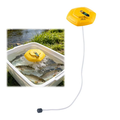 Portable Fishing Aerator Pump – Quiet Smart Oxygenator with 14-Hour Battery Life for Live Fish Buckets, Bait Containers and Outdoor Fishing