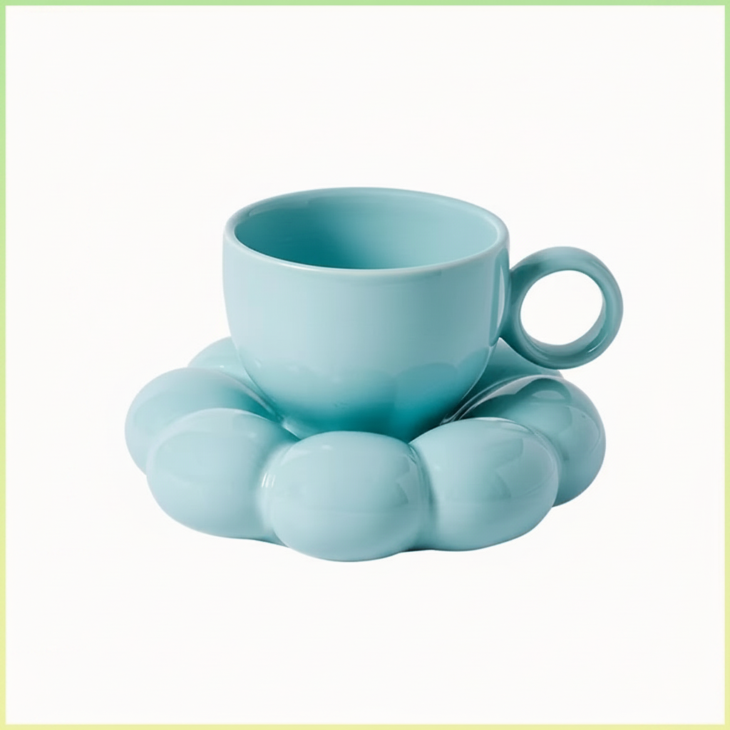 Sunflower Ceramic Coffee Mug Set – 6oz Floral Cup and Saucer with Aesthetic Design for Coffee, Tea, Home, Office and Decorative Gifting