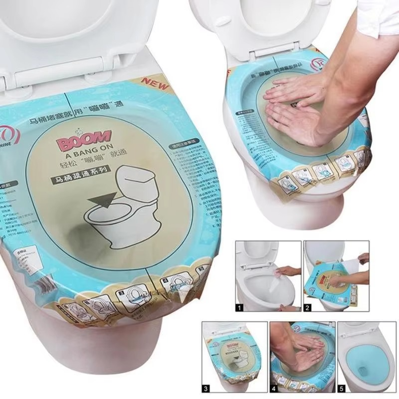 Disposable Toilet Plunger Film – Adhesive Clog Remover Sticker for Easy Toilet Unclogging, Mess-Free Drain Cleaning and Bathroom Maintenance