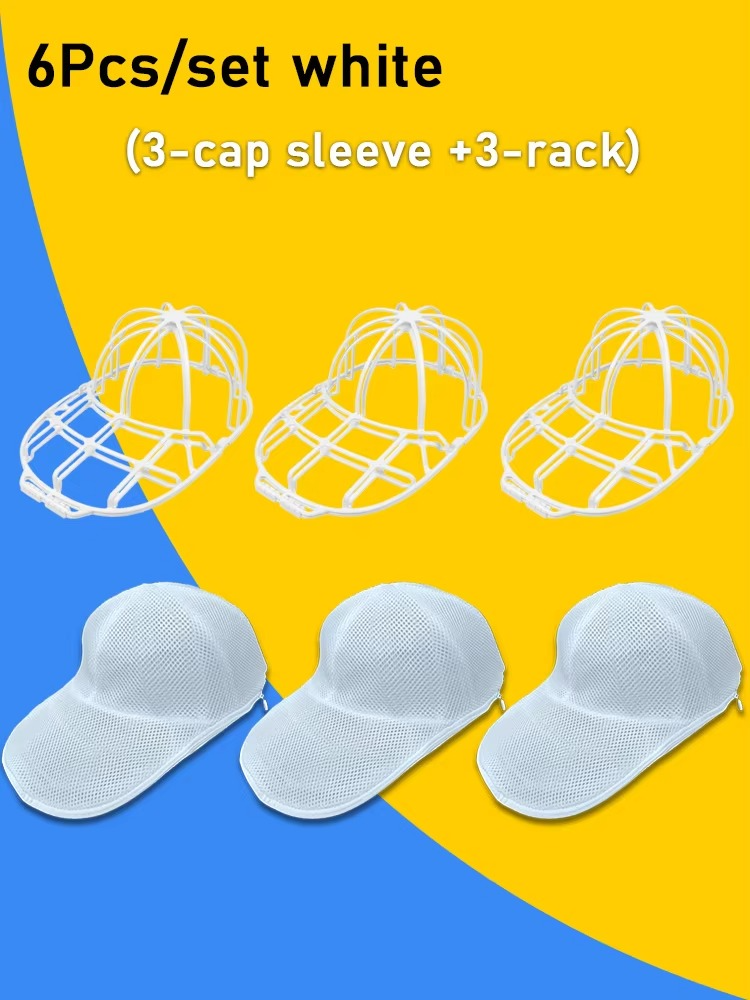 Baseball Cap Washer Cage - Rigid Hat Frame plus Mesh Wash Bag, Holds a Cap's Shape in the Washing Machine or Dishwasher