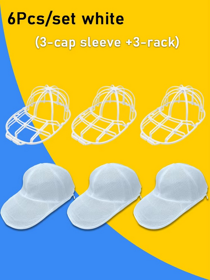 Baseball Cap Washer Cage - Rigid Hat Frame plus Mesh Wash Bag, Holds a Cap's Shape in the Washing Machine or Dishwasher