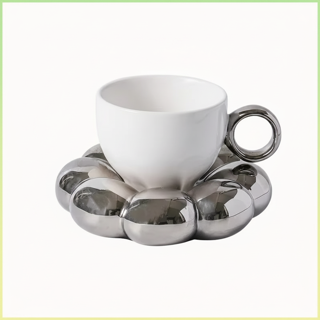 Sunflower Ceramic Coffee Mug Set – 6oz Floral Cup and Saucer with Aesthetic Design for Coffee, Tea, Home, Office and Decorative Gifting