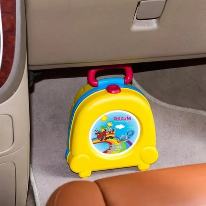 Foldable Kids Travel Potty – Portable Potty Training Toilet Seat with Cartoon Design for Camping, Car Trips, Outdoor Use and Travel