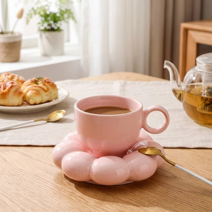 Sunflower Ceramic Coffee Mug Set – 6oz Floral Cup and Saucer with Aesthetic Design for Coffee, Tea, Home, Office and Decorative Gifting
