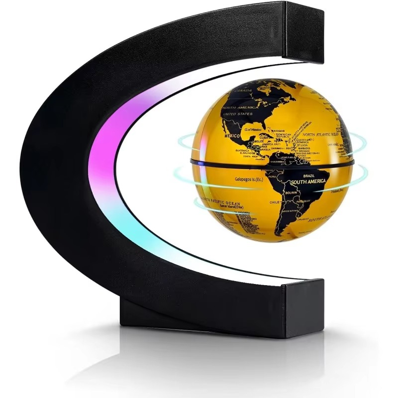 Magnetic Levitating Globe Lamp – Floating LED World Globe Night Light with Cool Tech Design for Home, Office, Desk Decor and Gifts