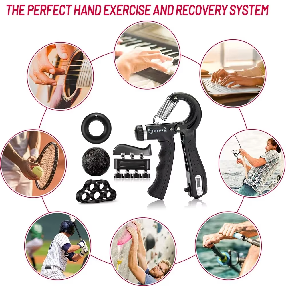 Adjustable Hand Grip Strengthener – 5–60kg Resistance Hand Exerciser for Grip Strength, Wrist Training, Finger Rehabilitation and Forearm Muscle Fitness