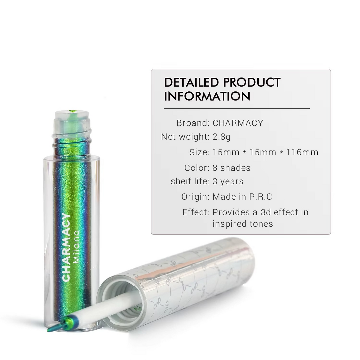 Duochrome Glitter Liquid Eyeliner – Waterproof Smudge-Proof Eye Liner with Ultra-Fine Tip for Long-Lasting Shimmer Makeup