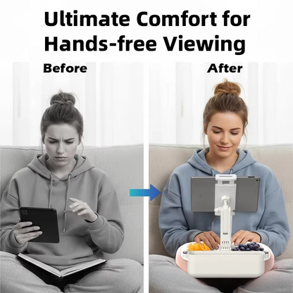 Plush Pillow Phone & Tablet Stand – Adjustable Angle and Length Desktop Holder with Storage Pocket for 5–12.9-Inch Devices