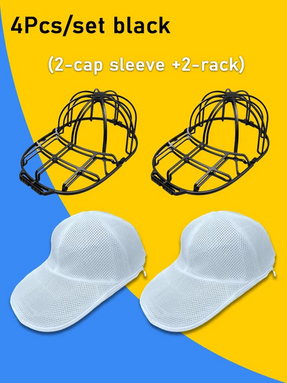 Baseball Cap Washer Cage - Rigid Hat Frame plus Mesh Wash Bag, Holds a Cap's Shape in the Washing Machine or Dishwasher