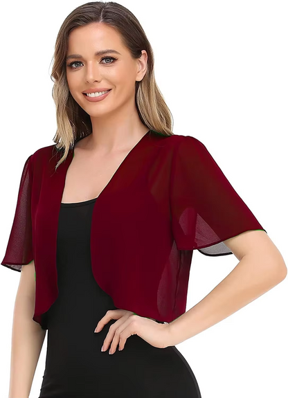 Women’s Chiffon Cardigan – Lightweight Short-Sleeve Cape Jacket for Summer, Casual Outfits, Beach Cover-Ups and Everyday Layering