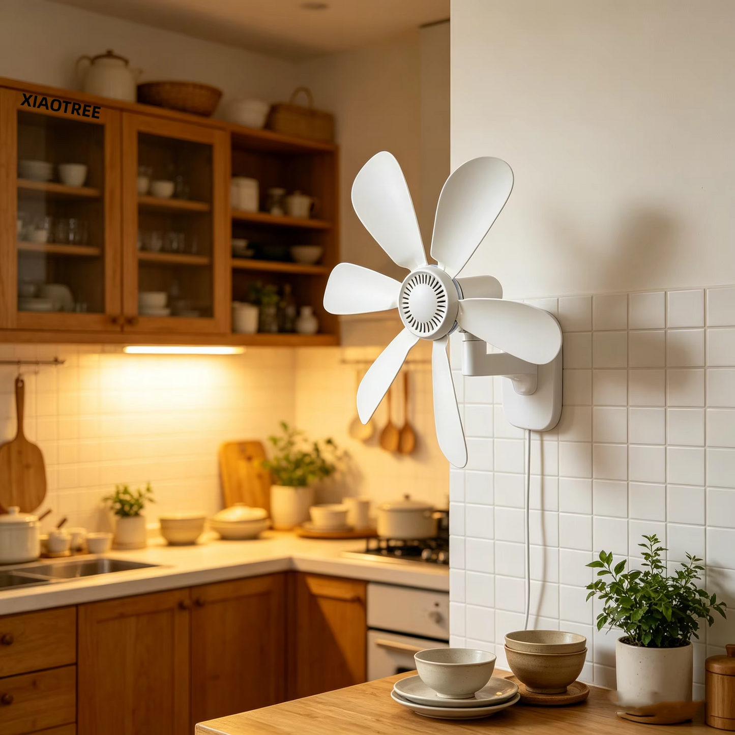 Wall Mount Fan with Remote Control – 16.5-Inch Quiet 5V USB Cooling Fan with 4 Speed Settings and Timer for Bedrooms, Kitchens and Small Spaces