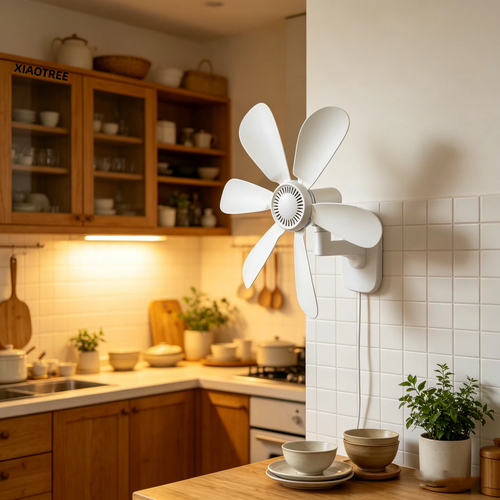 Wall Mount Fan with Remote Control – 16.5-Inch Quiet 5V USB Cooling Fan with 4 Speed Settings and Timer for Bedrooms, Kitchens and Small Spaces