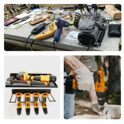 Wall-Mounted Power Tool Rack – Metal Electric Drill Storage Shelf for Garage, Workshop and Organized Tool Storage