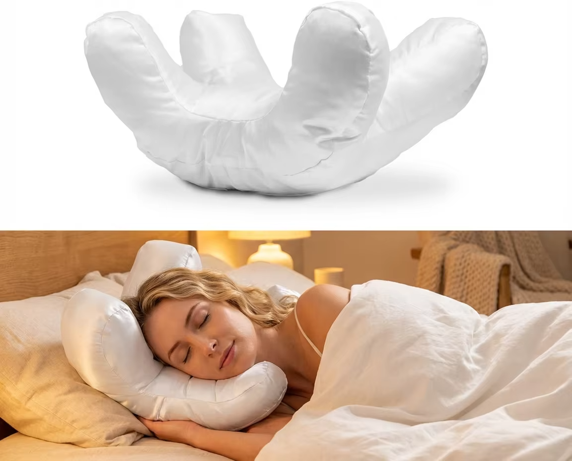 Anti-Wrinkle Beauty Pillow – Ergonomic Face Support Pillow for Back Sleeping, Beauty Sleep and Comfortable Nighttime Rest with Pillowcase