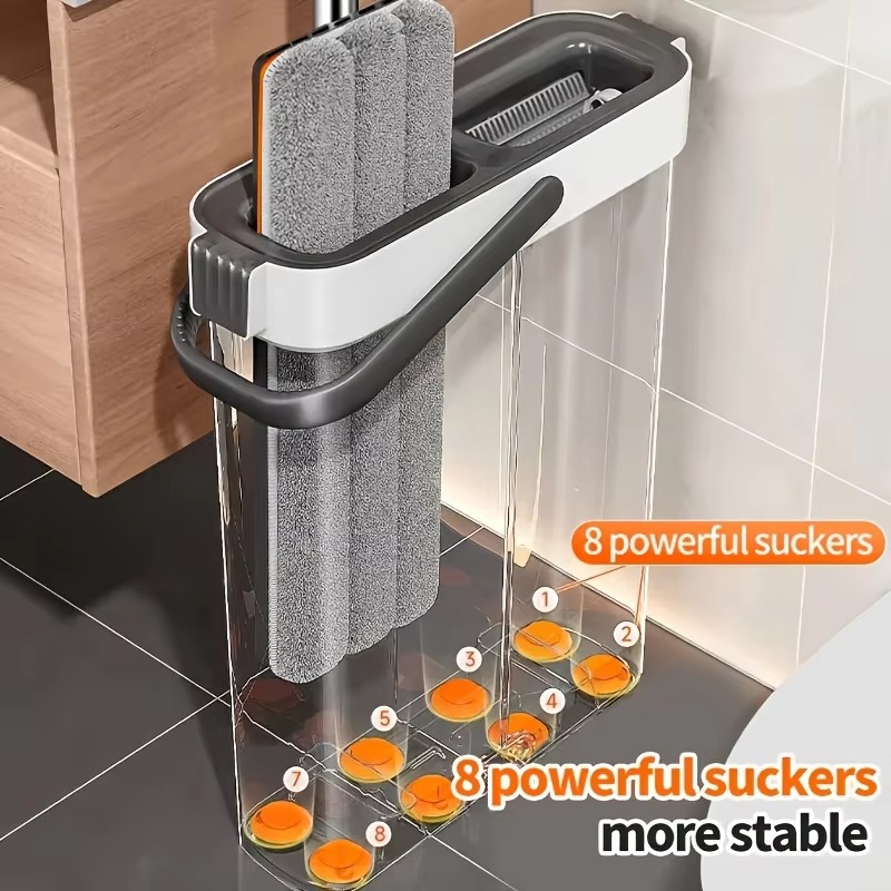 Spin Flat Mop and Bucket Set – 33cm Hands-Free Floor Cleaning System with Wet and Dry Separation for Hardwood, Tile, Bathroom and Home Cleaning