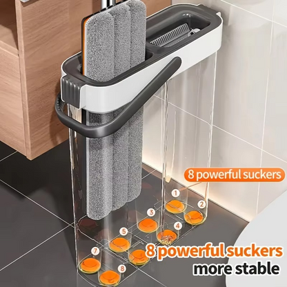 Spin Flat Mop and Bucket Set – 33cm Hands-Free Floor Cleaning System with Wet and Dry Separation for Hardwood, Tile, Bathroom and Home Cleaning