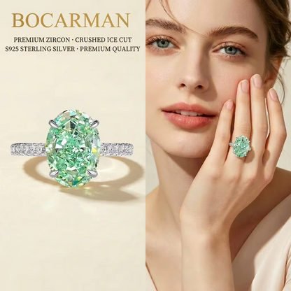 Silver Tanzanite Ring – Mint Green Oval Tanzanite with Ice-Cut Zircon Accents for Women, Elegant Jewelry, Special Occasions and Gifts