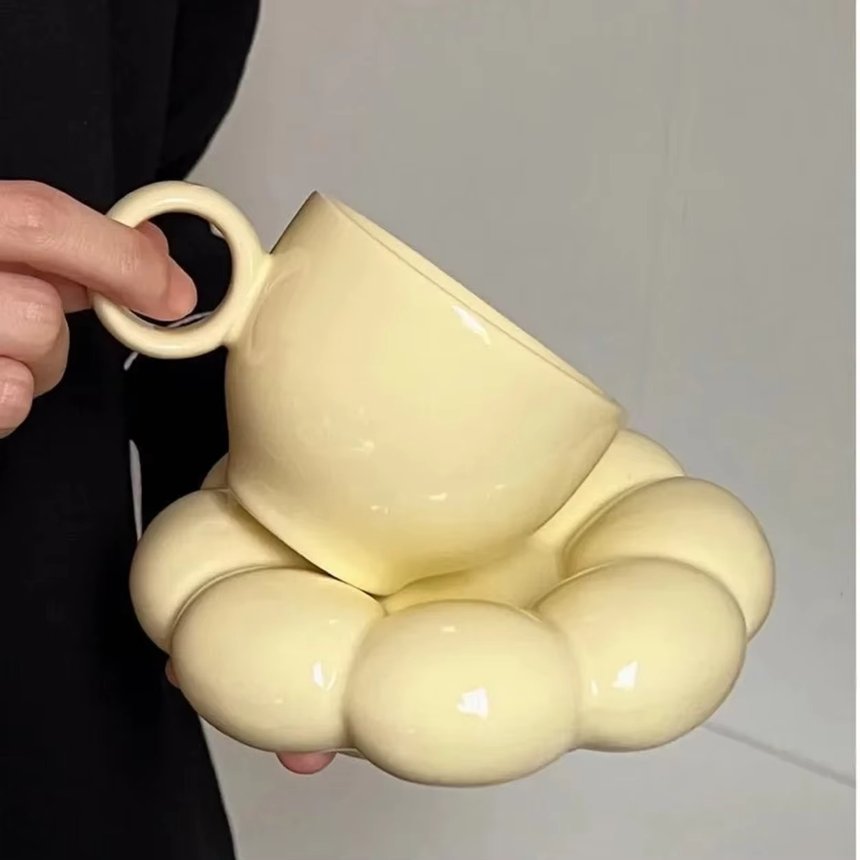 Sunflower Ceramic Coffee Mug Set – 6oz Floral Cup and Saucer with Aesthetic Design for Coffee, Tea, Home, Office and Decorative Gifting