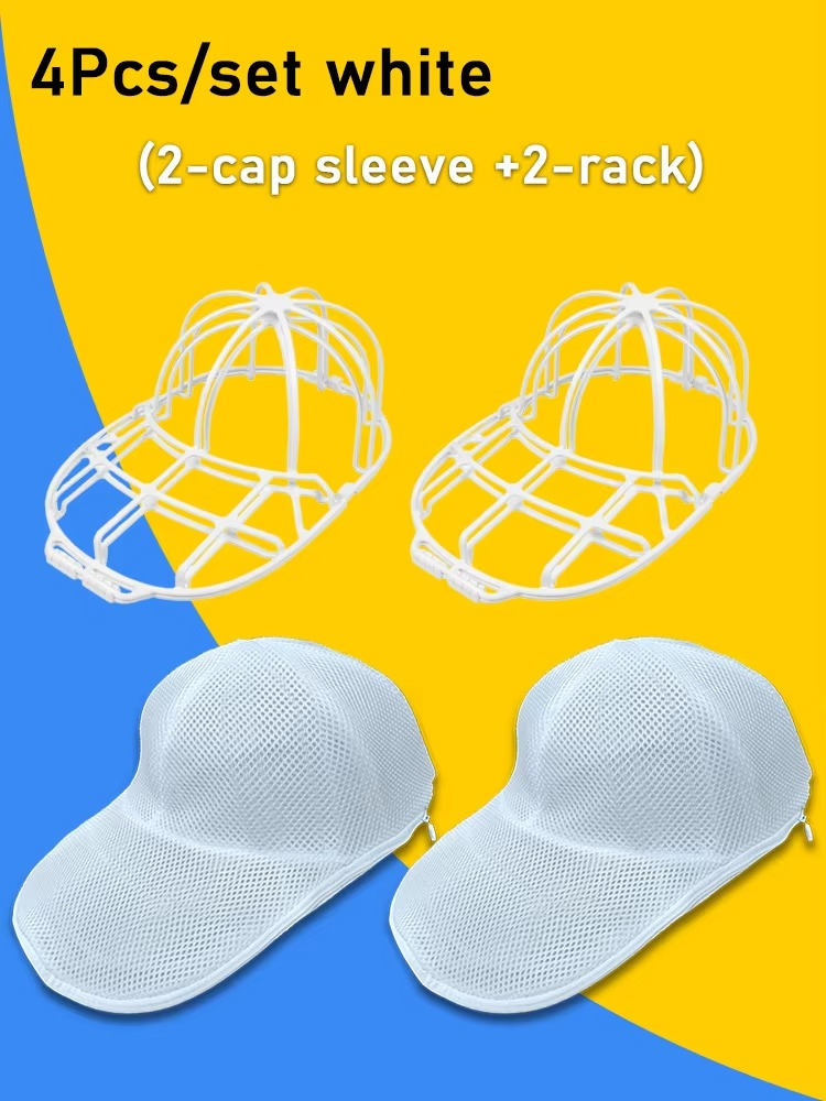 Baseball Cap Washer Cage - Rigid Hat Frame plus Mesh Wash Bag, Holds a Cap's Shape in the Washing Machine or Dishwasher