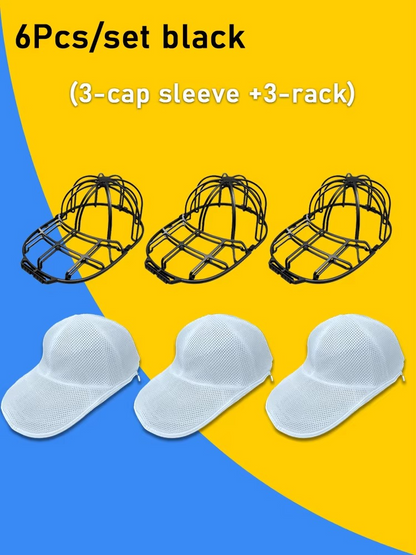 Baseball Cap Washer Cage - Rigid Hat Frame plus Mesh Wash Bag, Holds a Cap's Shape in the Washing Machine or Dishwasher