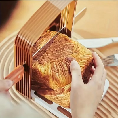 Foldable Toast Bread Slicer – Adjustable Loaf Cutting Guide with Even Slice Design for Homemade Bread, Kitchen Baking and Outdoor Table Use