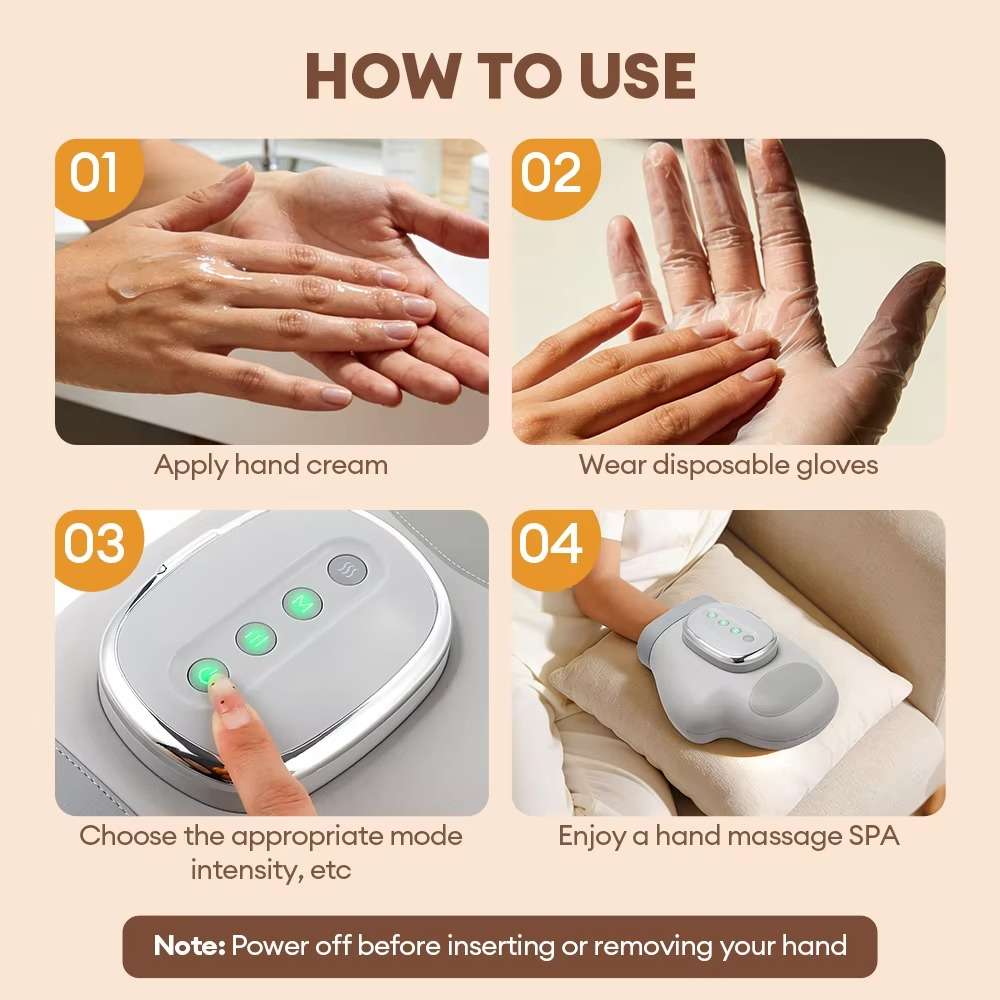Electric Hand Massager – Air Compression Massage Glove with Kneading Pressure for Fingers, Thumb, Palm and Hand Relaxation