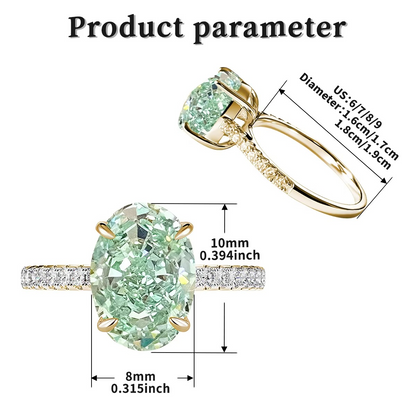 Silver Tanzanite Ring – Mint Green Oval Tanzanite with Ice-Cut Zircon Accents for Women, Elegant Jewelry, Special Occasions and Gifts