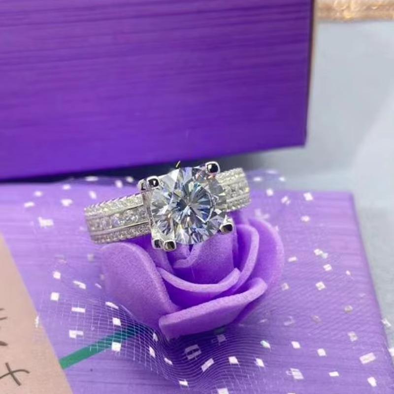 Moissanite Wedding Ring – 8mm D Color VVS Stone with 925 Sterling Silver Band for Engagements, Weddings and Fine Jewelry Gifts