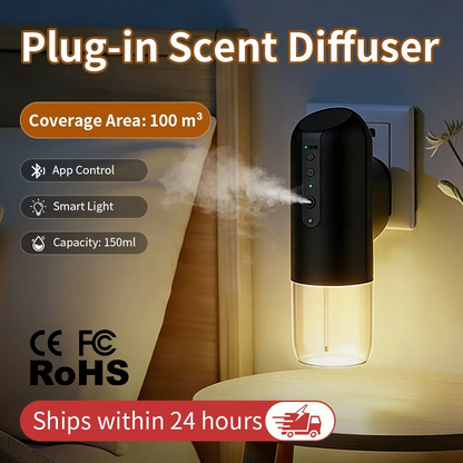 Smart Plug-In Air Freshener Diffuser – Automatic 150ml Fragrance Diffuser with 100m³ Coverage for Homes, Hotels, Bathrooms and Toilets