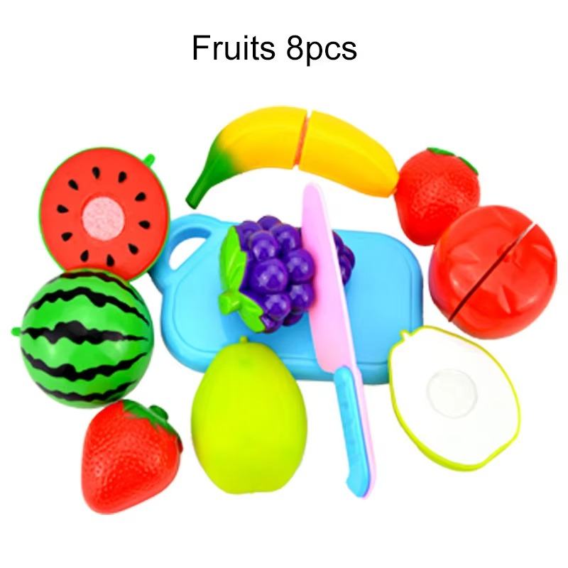 Kids Pretend Kitchen Food Set – Simulated Cutting Play Food Toys for Object Recognition, Role Play, Early Learning and Birthday Gifts