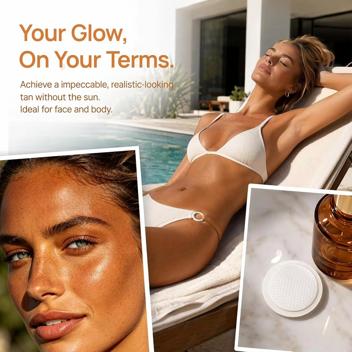 Sun-Free Glow Patches – Advanced Microdart Tanning Patches for a Natural-Looking Bronzed Glow, UV-Free Self-Tanning for Women