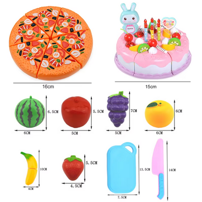 Kids Pretend Kitchen Food Set – Simulated Cutting Play Food Toys for Object Recognition, Role Play, Early Learning and Birthday Gifts