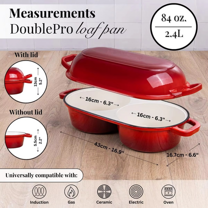 Enameled Cast Iron Bread Oven – 16.5cm Double Round Dutch Oven with Non-Stick Surface for Sourdough, Artisan Loaves and Home Baking