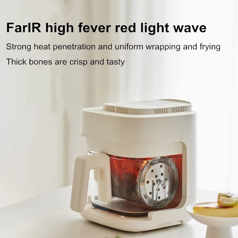 Compact Glass Basket Air Fryer – 2L 900W Non-Stick Air Fryer with See-Through Basket, No-Flip Cooking and Easy-Clean Design for Home Kitchens